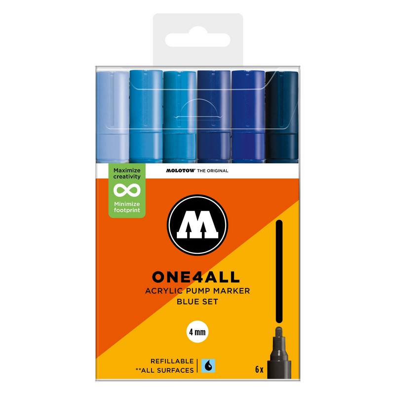 Akrylové fixy MOLOTOW One4All 227HS 4mm, 6ks Blue Set