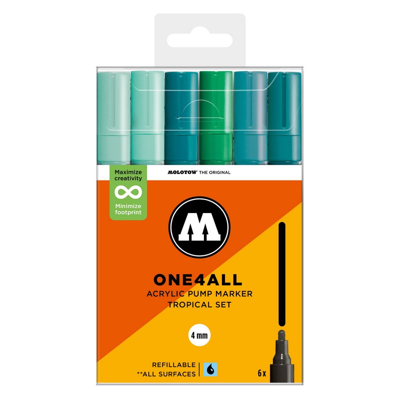 Akrylové fixy MOLOTOW One4All 227HS 4mm, 6ks Tropical Set