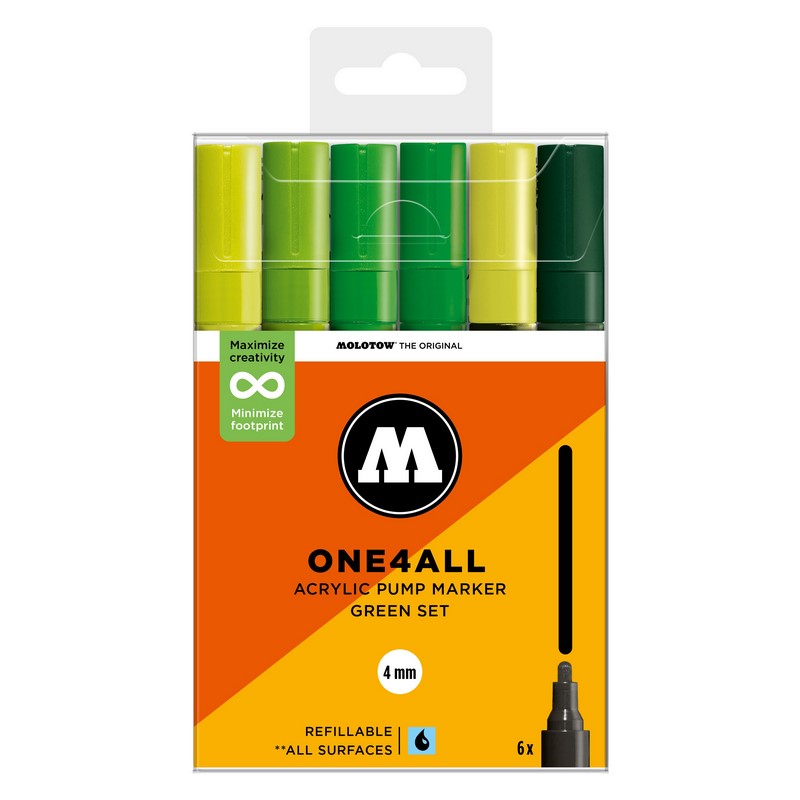Akrylové fixy MOLOTOW One4All 227HS 4mm, 6ks Green Set
