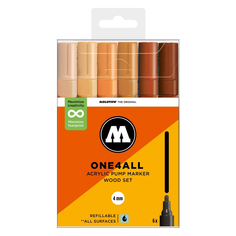 Akrylové fixy MOLOTOW One4All 227HS 4mm, 6ks Wood Set
