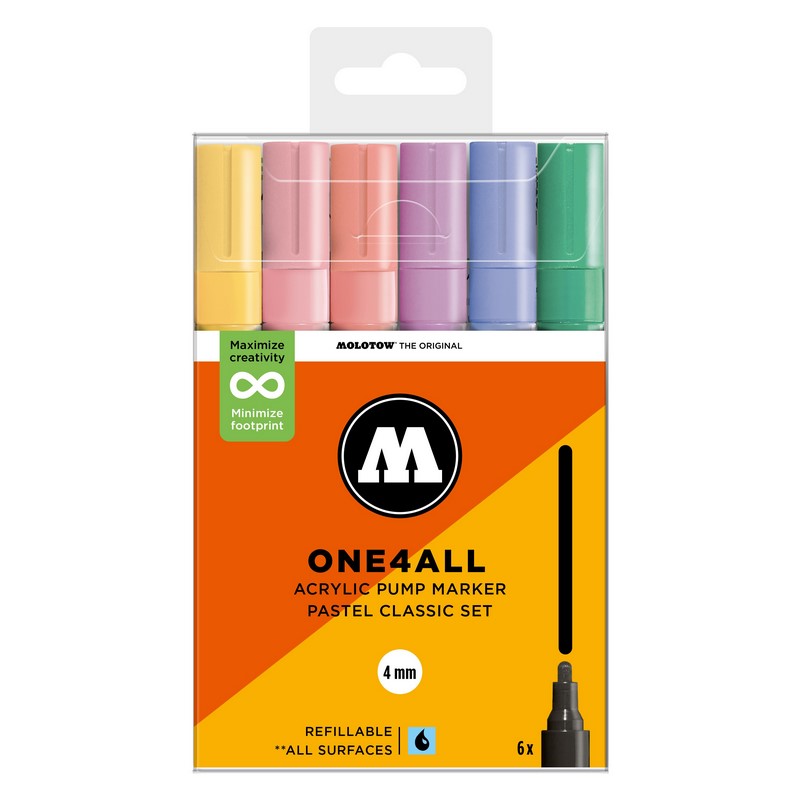 Akrylové fixy MOLOTOW One4All 227HS 4mm, 6ks Pastel Set A