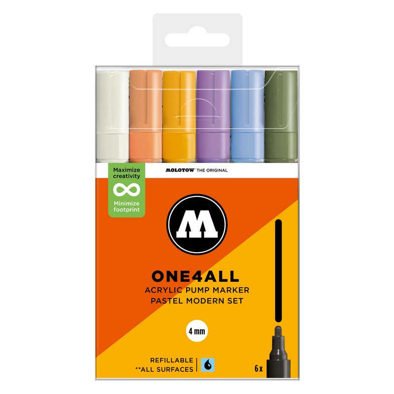 Akrylové fixy MOLOTOW One4All 227HS 4mm, 6ks Pastel Set B