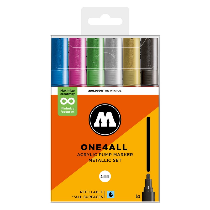 Akrylové fixy MOLOTOW One4All 227HS 4mm, 6ks Metallic Set