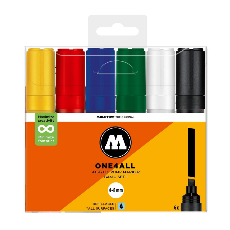 Akrylové fixy MOLOTOW One4All 327HS 4-8mm, 6ks Basic Set