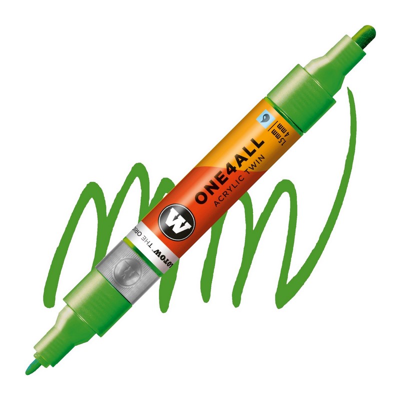 Akrylová fixa MOLOTOW One4All Twin 1,5-4mm, metallic light green