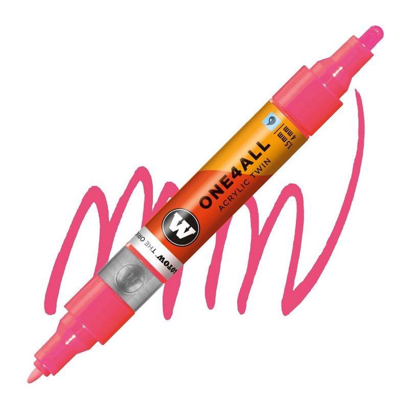 Akrylová fixa MOLOTOW One4All Twin 1,5-4mm, neon red fluo