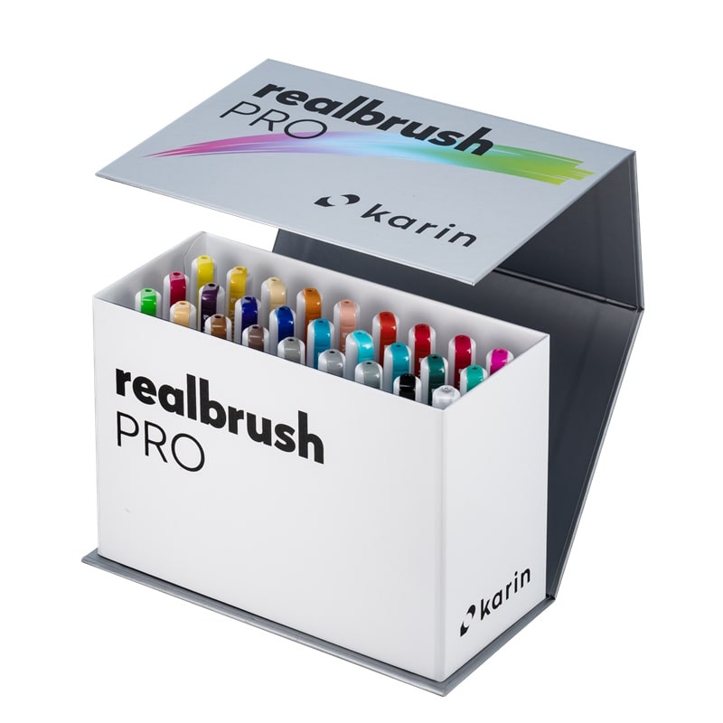 Akvarelové fixy KARIN RealBrush PRO, MiniBox 26ks + blender