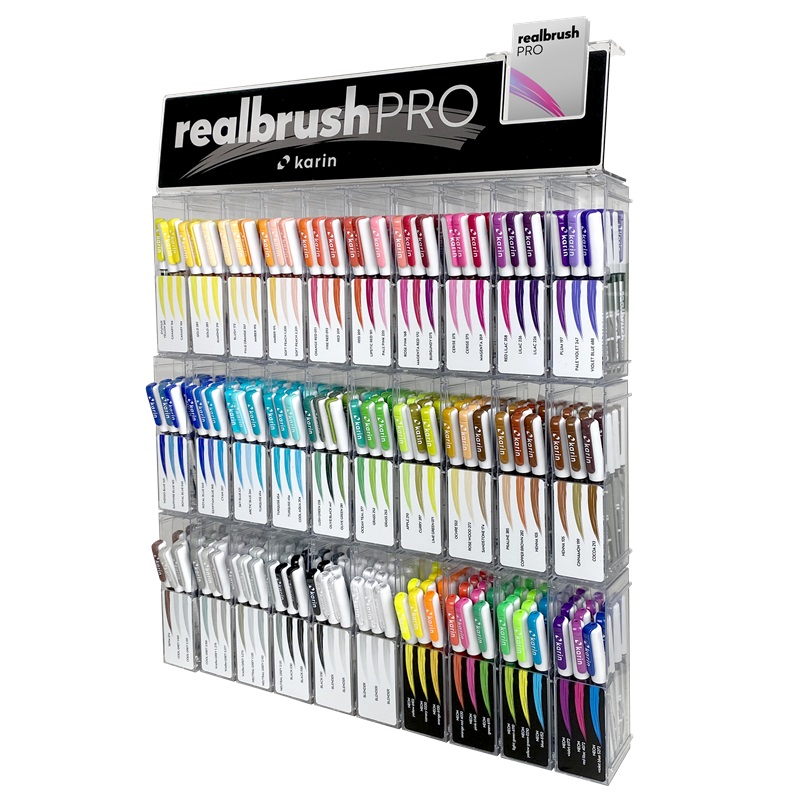 Akvarelové fixy KARIN RealBrush PRO, 360ks kompletní stojan