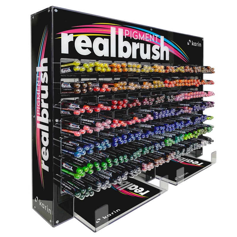 Akrylové fixy KARIN RealBrush Pigment, 504ks kompletní stojan