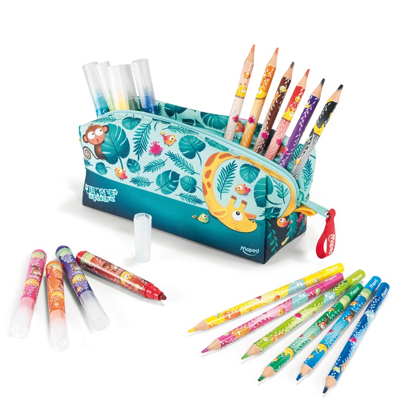 Fixy a pastelky MAPED Jungle Fever v pouzdře, 24ks