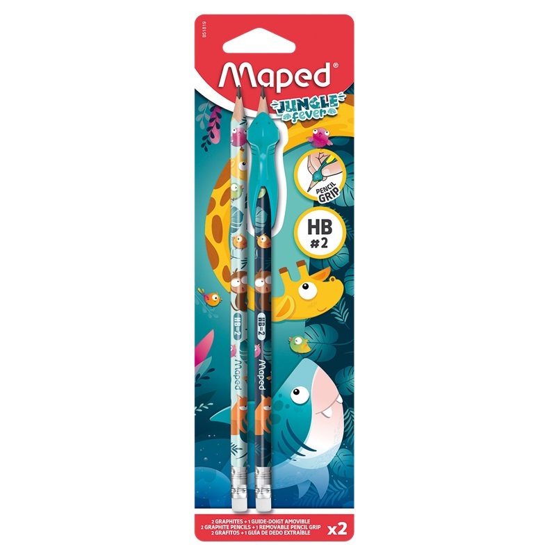 Tužky MAPED Black Peps Jungle Fever s gumou, 2ks + plastový nástavec