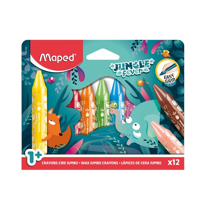Voskové pastelky MAPED Jungle Fever jumbo, 12ks