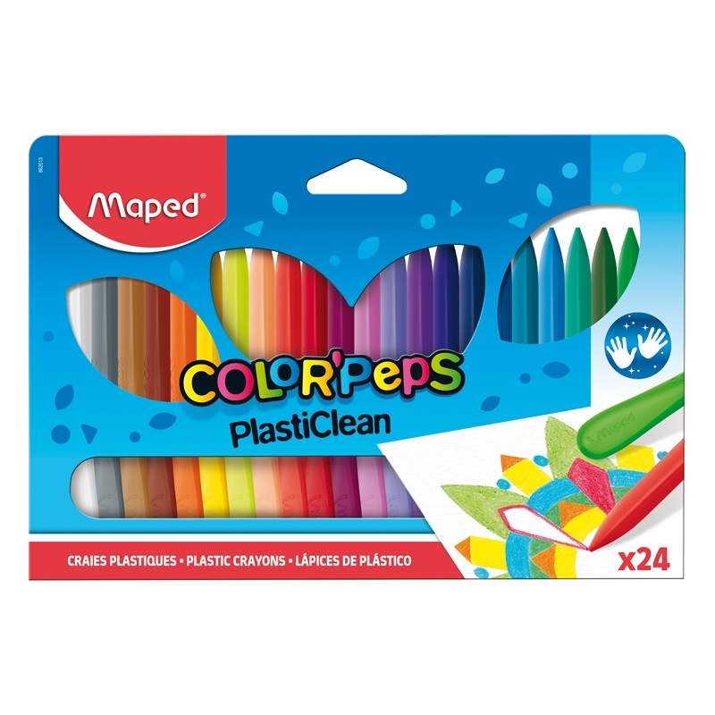 Voskové pastelky MAPED Color Peps PlastiClean, 24ks