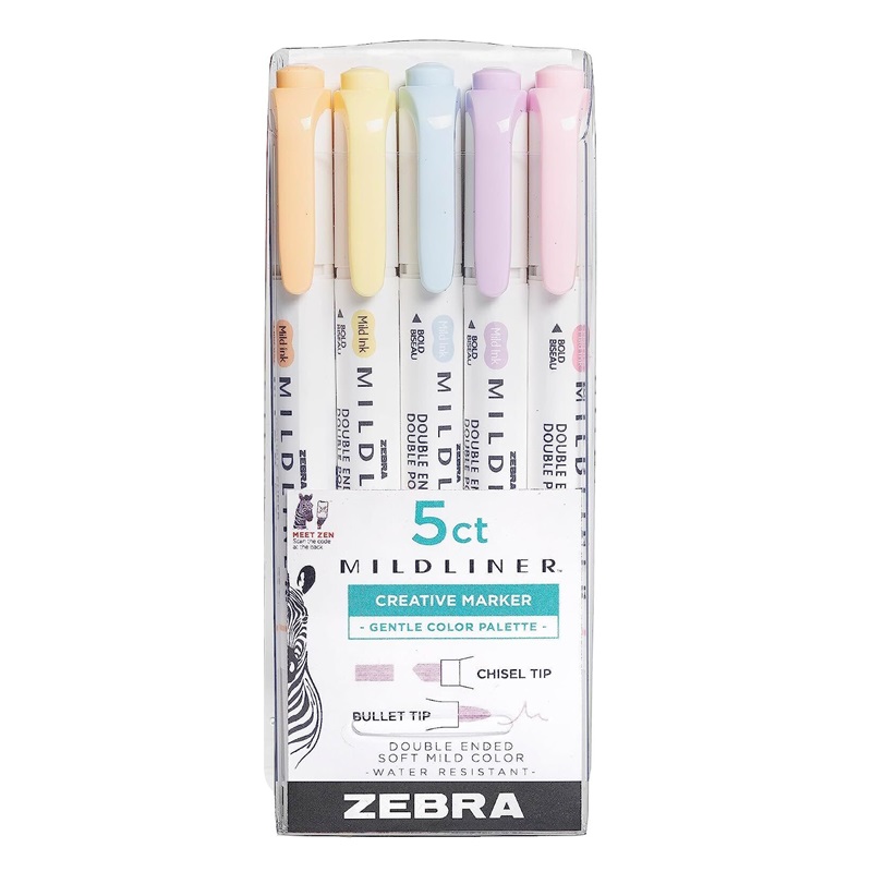 Zvýrazňovače ZEBRA Mildliner, 5ks Pastel