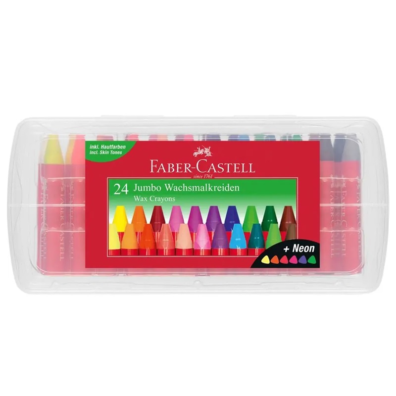 Voskové pastelky FABER-CASTELL Jumbo, 24ks v plastové krabičce