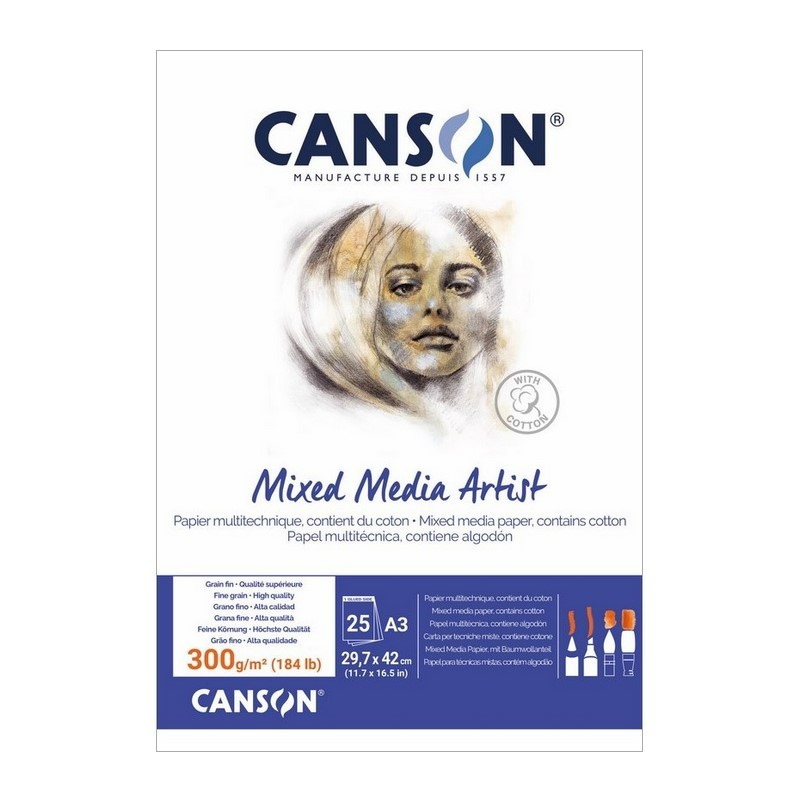 Blok CANSON Mixed Media Artist A3, 25 listů 300g