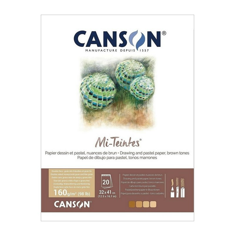 Blok CANSON Mi-Teintes Brown 32x41cm, 20 listů 160g