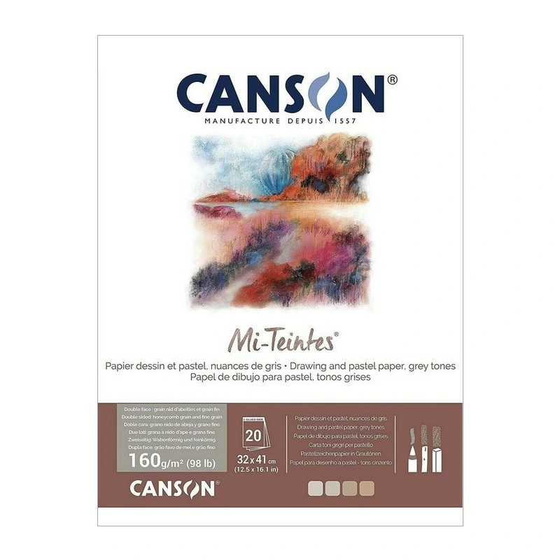 Blok CANSON Mi-Teintes Grey 32x41 cm, 20 listů 160 g