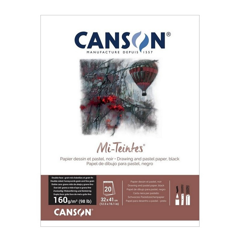 Blok CANSON Mi-Teintes Black 32x41cm, 20 listů 160g