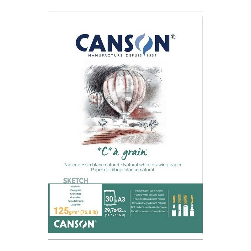 Blok CANSON "C" a grain A3, 30 listů 125g