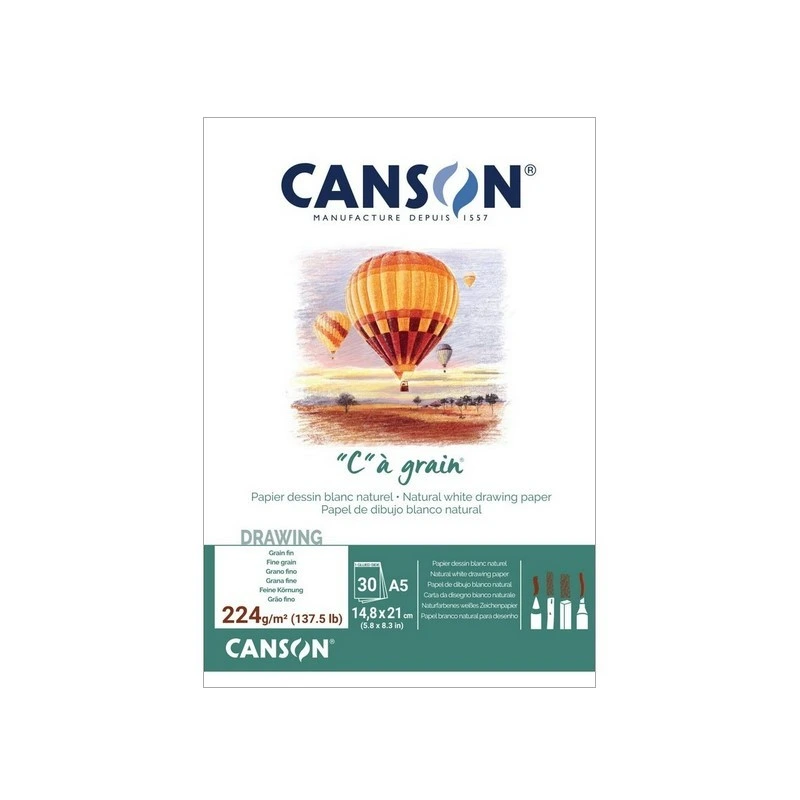Blok CANSON "C" a grain A5, 30 listů 224 g