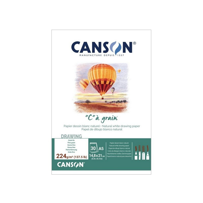 Blok CANSON "C" a grain A5, 30 listů 224g