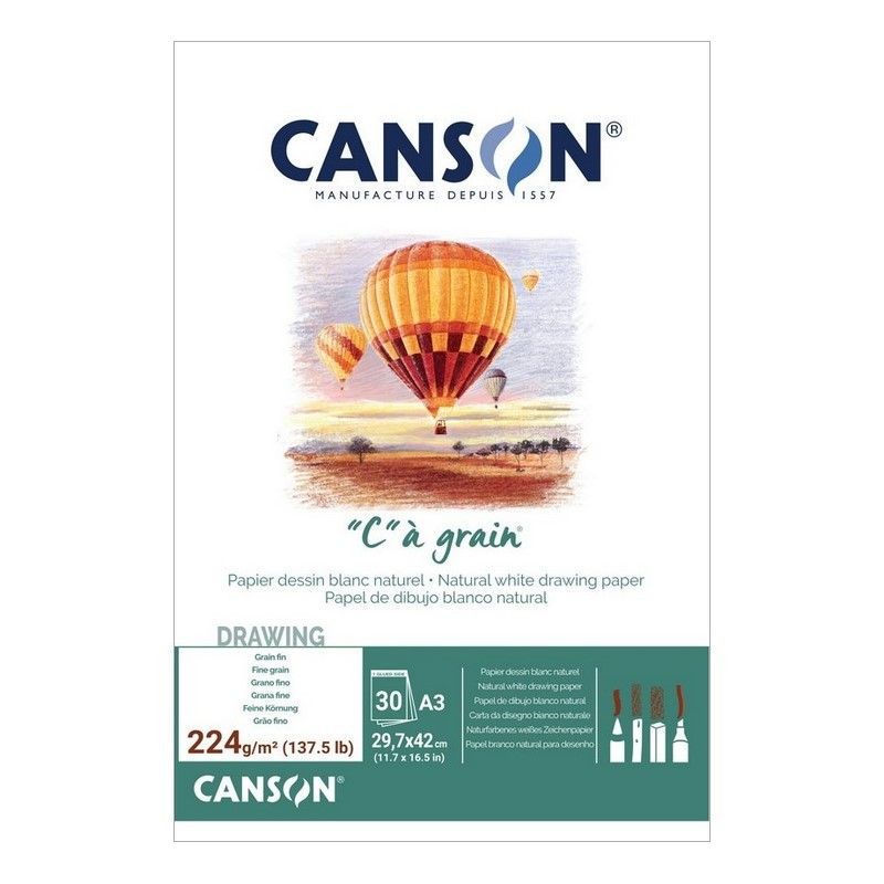 Blok CANSON "C" a grain A3, 30 listů 224g