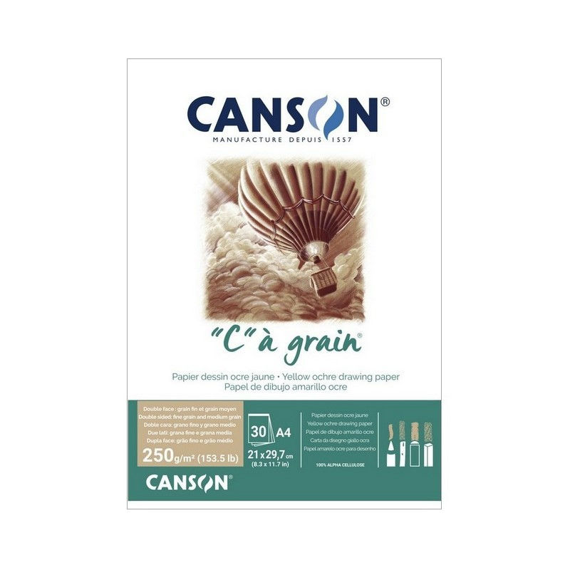 Blok CANSON "C" a grain Ochre A4, 30 listů 250 g