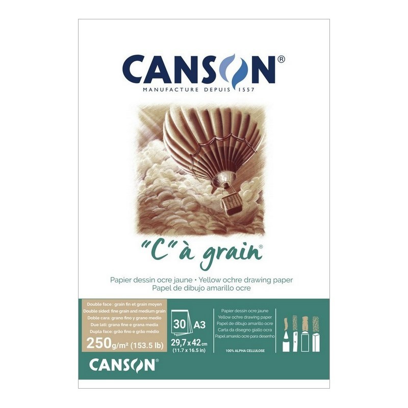 Blok CANSON "C" a grain Ochre A3, 30 listů 250g