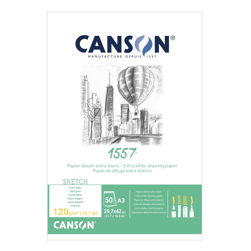 Blok CANSON 1557 Sketch A3, 50 listů 120g