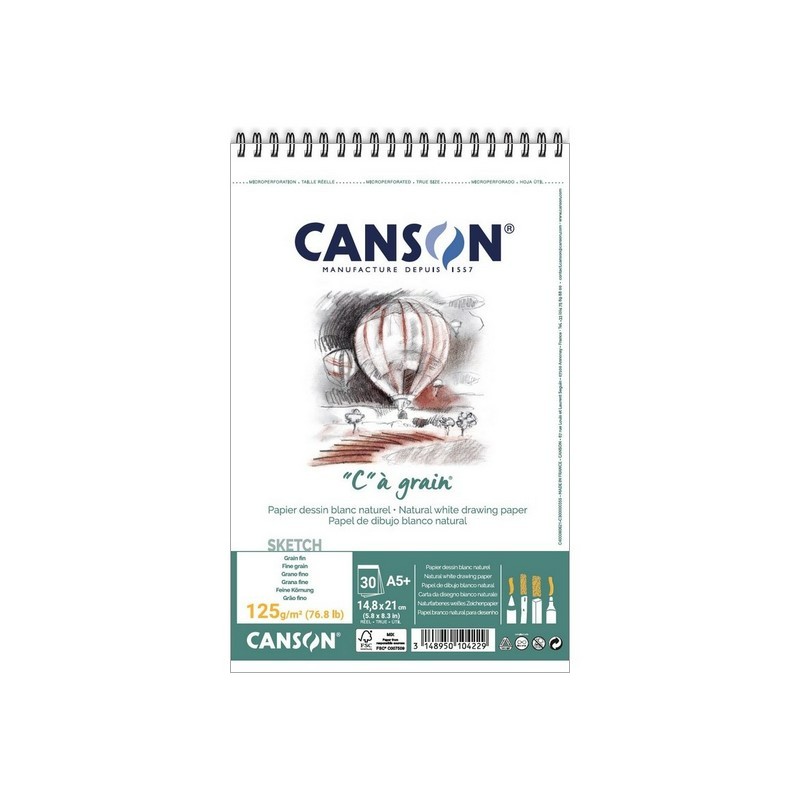 Skicář CANSON "C" a grain A5+, 30 listů 125g
