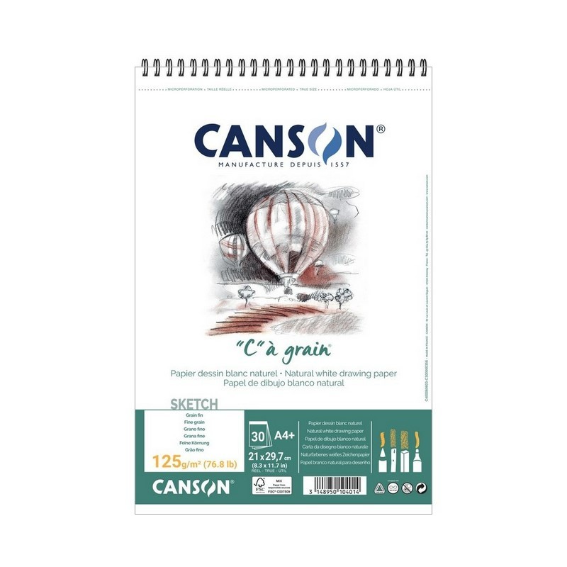 Skicář CANSON "C" a grain A4+, 30 listů 125g