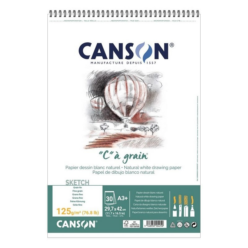 Skicář CANSON "C" a grain A3+, 30 listů 125g
