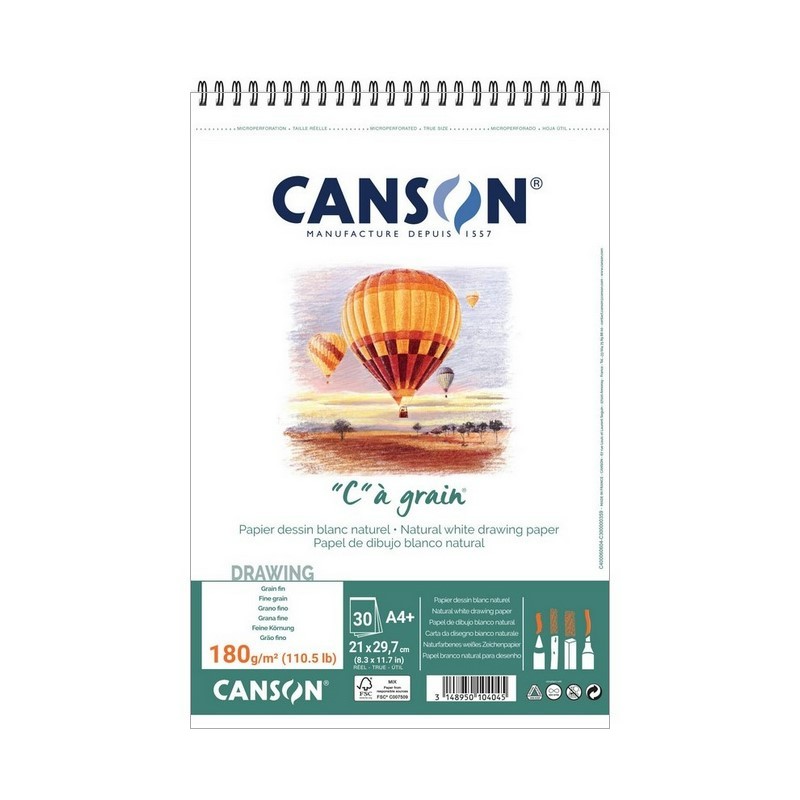 Skicář CANSON "C" a grain A4+, 30 listů 180g