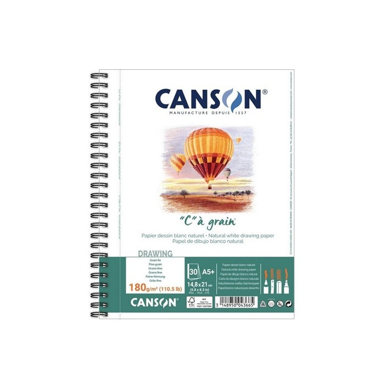 Skicář CANSON "C" a grain A5+, 30 listů 180g