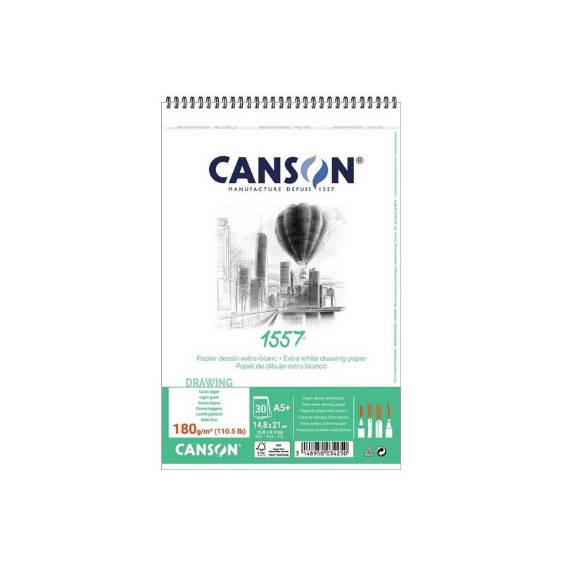 Skicář CANSON 1557 Drawing A5+, 30 listů 180g