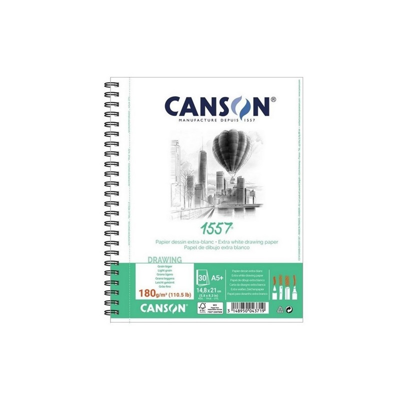 Skicář CANSON 1557 Drawing A5+, 30 listů 180g