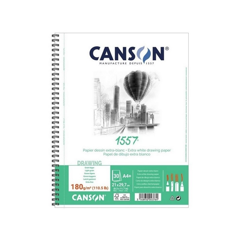 Skicář CANSON 1557 Drawing A4+, 30 listů 180g