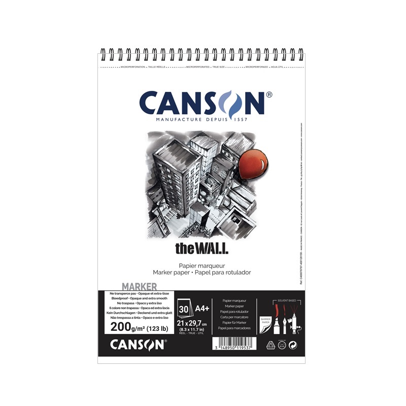 Skicář CANSON the Wall Marker A4+, 30 listů 200g