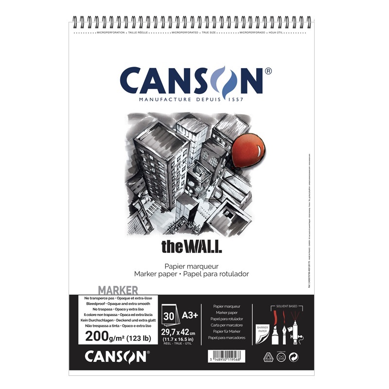 Skicář CANSON the Wall Marker A3+, 30 listů 200g