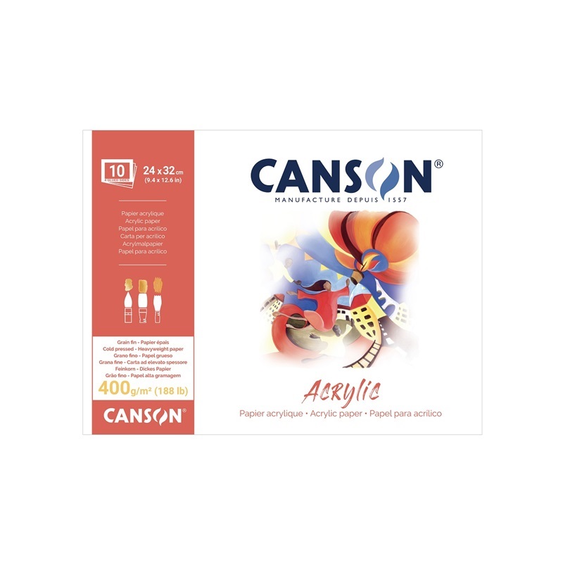Blok CANSON Acrylic 24x32cm, 10 listů 400g