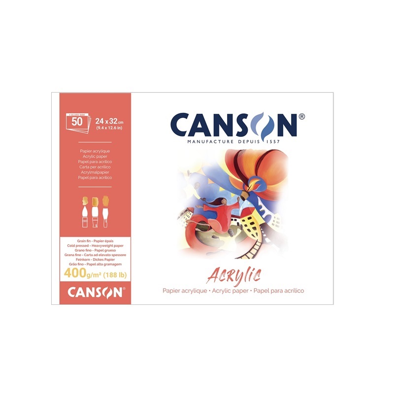 Blok CANSON Acrylic 24x32 cm, 50 listů MAXI 400 g