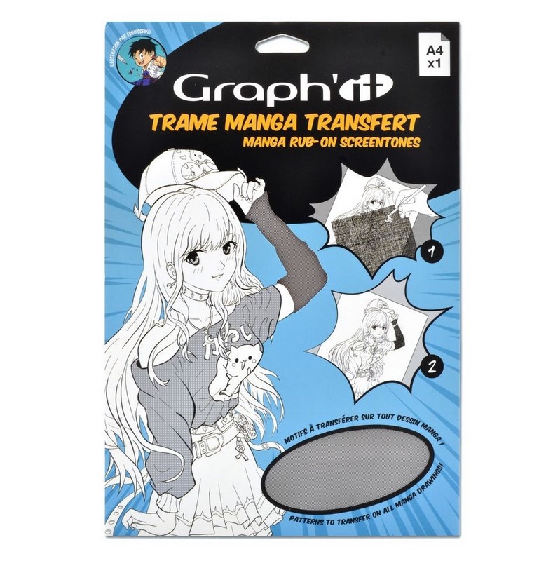 Šablona s texturou GRAPH'IT Transfer Manga A4, tmavé stíny