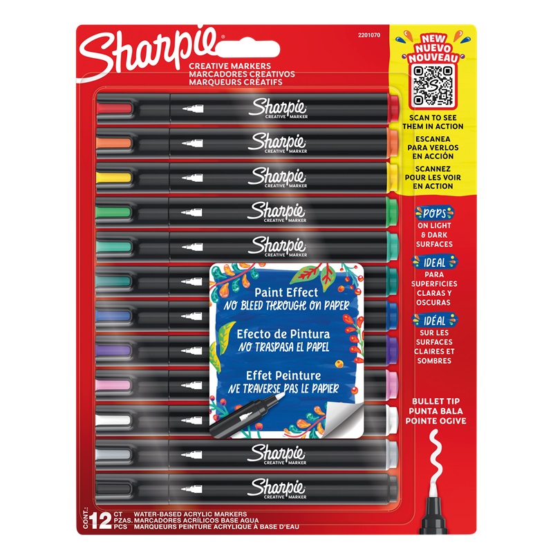 Akrylové fixy SHARPIE 2,5mm, 12ks