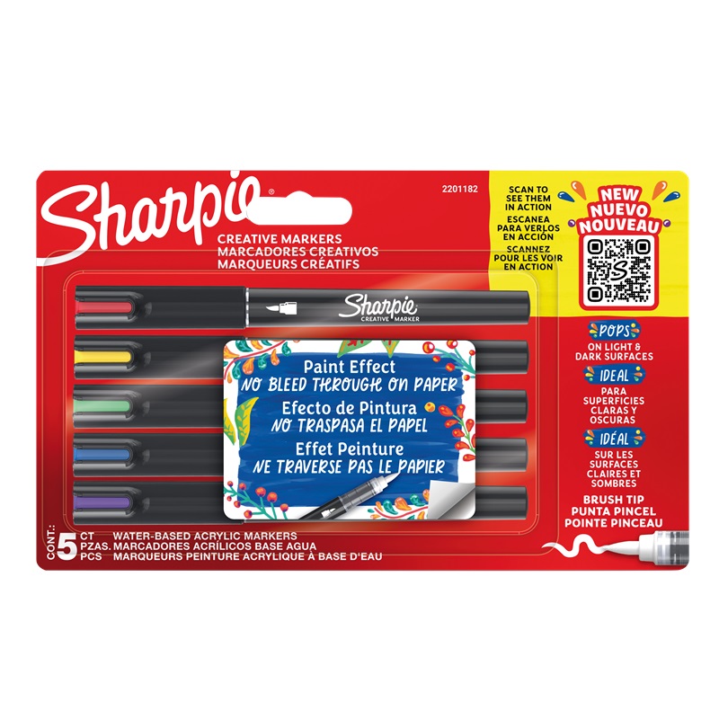 Akrylové fixy SHARPIE štětcové, 5ks
