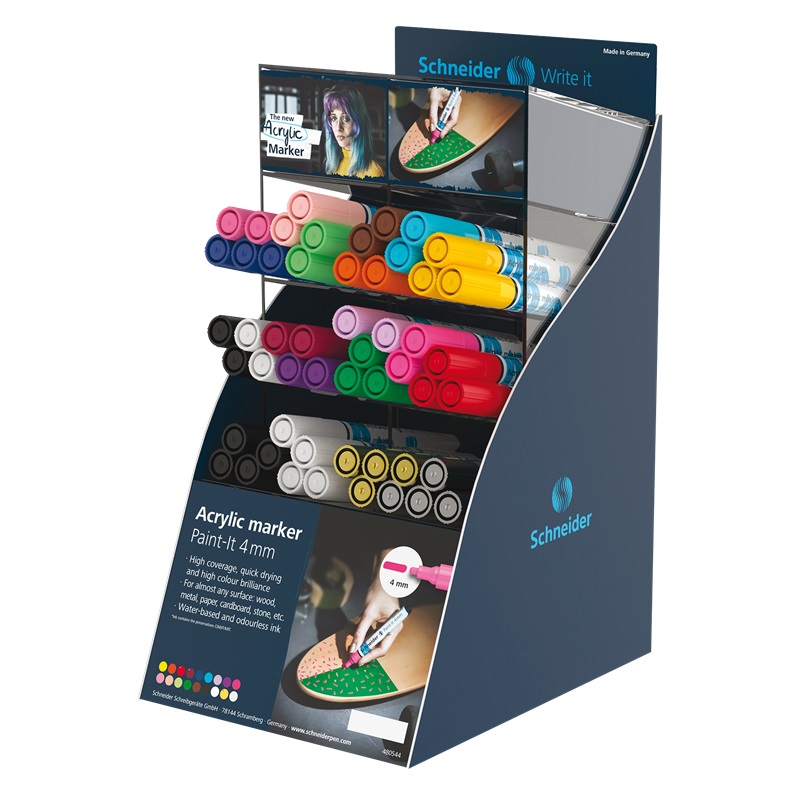 Akrylový popisovač SCHNEIDER Paint-It 4mm, 52ks ve stojánku