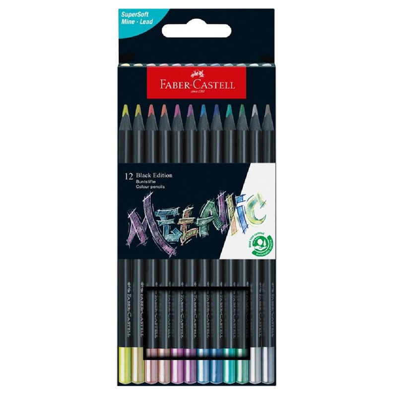 FABER-CASTELL černé pastelky BLACK EDITION, 12ks metalické