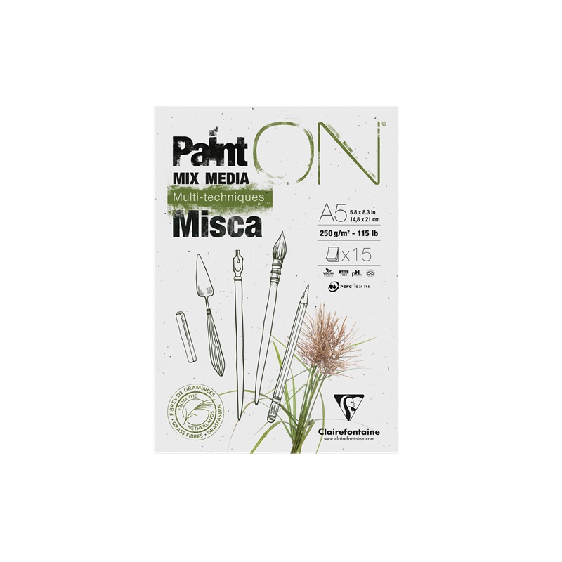 Blok CLAIREFONTAINE Paint'On Misca, A5, 250g, 15 listů