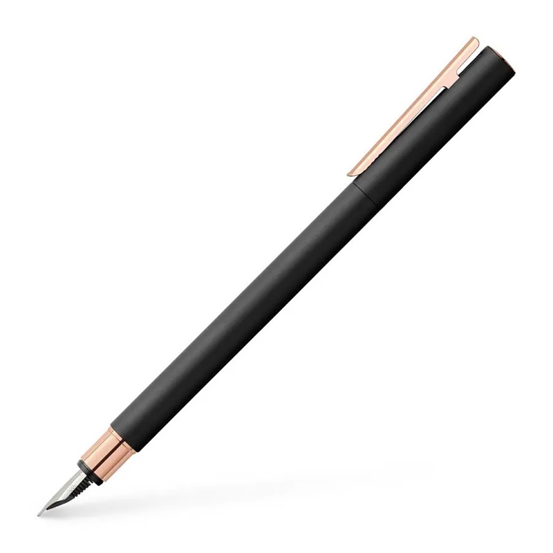 FABER-CASTELL plnící pero Neo Slim Metal Black Rosegold "F"