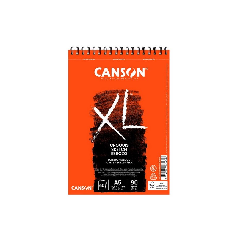 Skicář CANSON XL Croquis A5, 60 listů 90g